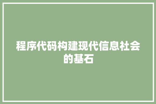 程序代码构建现代信息社会的基石