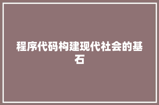 程序代码构建现代社会的基石