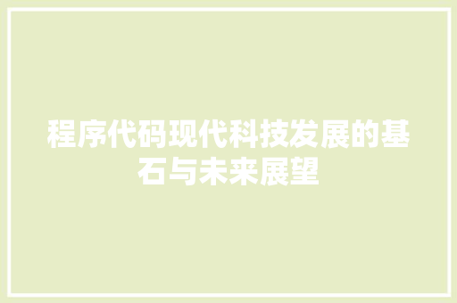 程序代码现代科技发展的基石与未来展望
