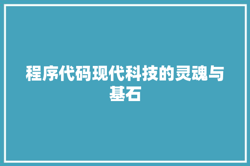 程序代码现代科技的灵魂与基石