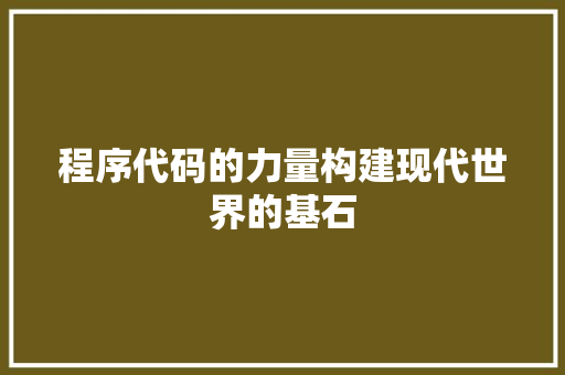 程序代码的力量构建现代世界的基石