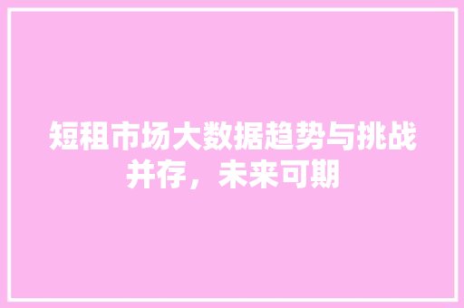 短租市场大数据趋势与挑战并存，未来可期