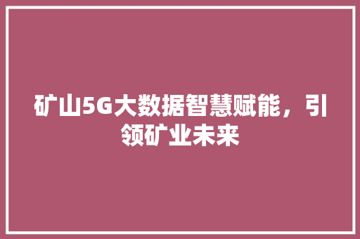 矿山5G大数据智慧赋能，引领矿业未来