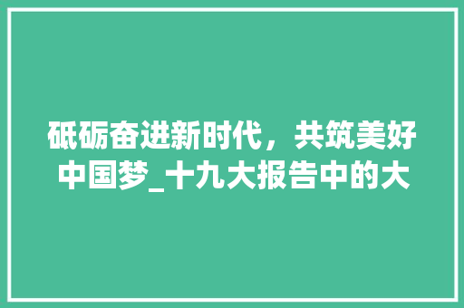 砥砺奋进新时代，共筑美好中国梦_十九大报告中的大数据成长之路