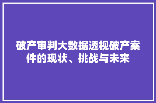 破产审判大数据透视破产案件的现状、挑战与未来