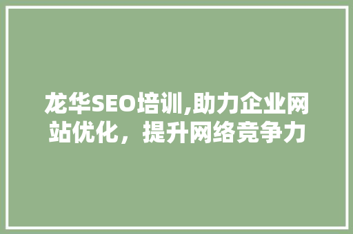 龙华SEO培训,助力企业网站优化，提升网络竞争力