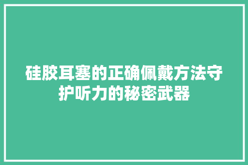 硅胶耳塞的正确佩戴方法守护听力的秘密武器