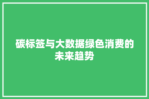 碳标签与大数据绿色消费的未来趋势