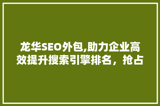 龙华SEO外包,助力企业高效提升搜索引擎排名，抢占市场先机