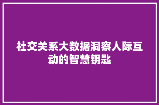 社交关系大数据洞察人际互动的智慧钥匙