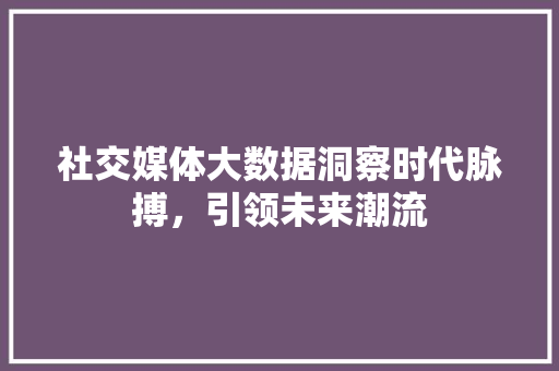 社交媒体大数据洞察时代脉搏，引领未来潮流