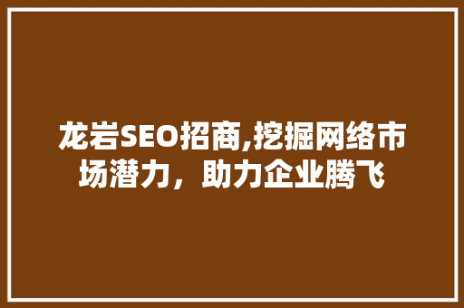 龙岩SEO招商,挖掘网络市场潜力，助力企业腾飞 响应式设计