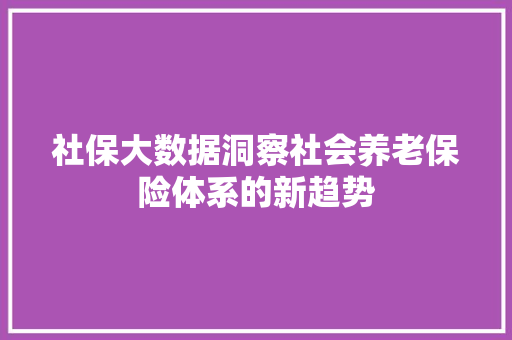 社保大数据洞察社会养老保险体系的新趋势