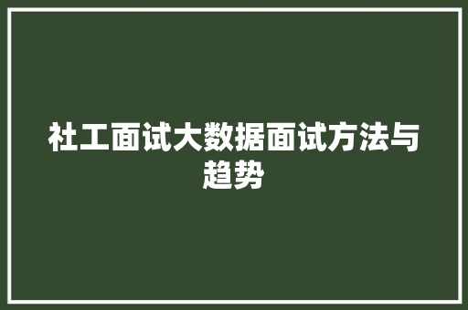 社工面试大数据面试方法与趋势