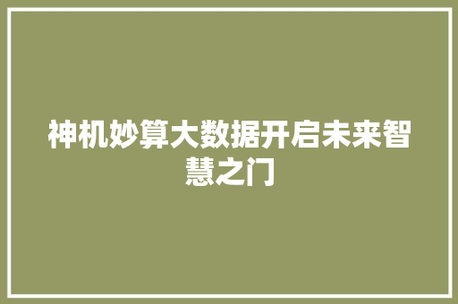 神机妙算大数据开启未来智慧之门