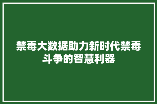 禁毒大数据助力新时代禁毒斗争的智慧利器