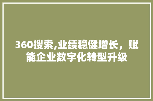 360搜索,业绩稳健增长，赋能企业数字化转型升级 商务信函
