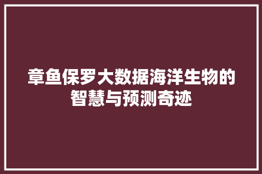 章鱼保罗大数据海洋生物的智慧与预测奇迹