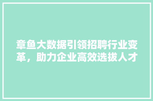 章鱼大数据引领招聘行业变革，助力企业高效选拔人才