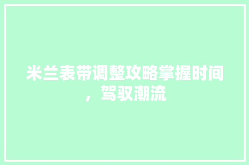 米兰表带调整攻略掌握时间，驾驭潮流