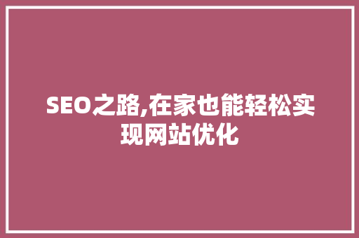 SEO之路,在家也能轻松实现网站优化