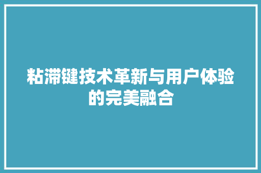 粘滞键技术革新与用户体验的完美融合