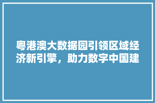 粤港澳大数据园引领区域经济新引擎，助力数字中国建设