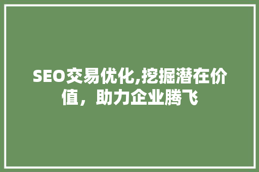 SEO交易优化,挖掘潜在价值，助力企业腾飞 缓存Redis