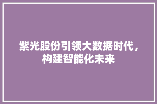紫光股份引领大数据时代，构建智能化未来