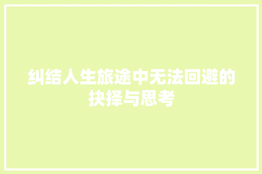 纠结人生旅途中无法回避的抉择与思考