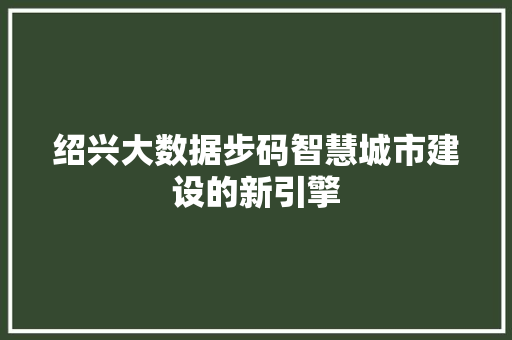 绍兴大数据步码智慧城市建设的新引擎