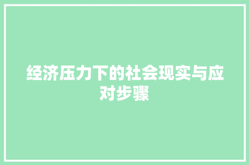 经济压力下的社会现实与应对步骤