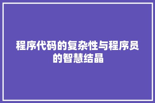 程序代码的复杂性与程序员的智慧结晶