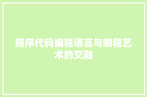 程序代码编程语言与编程艺术的交融