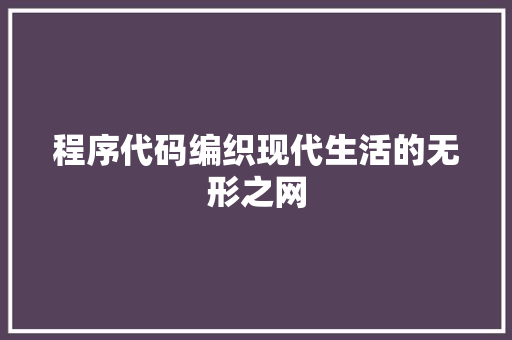 程序代码编织现代生活的无形之网