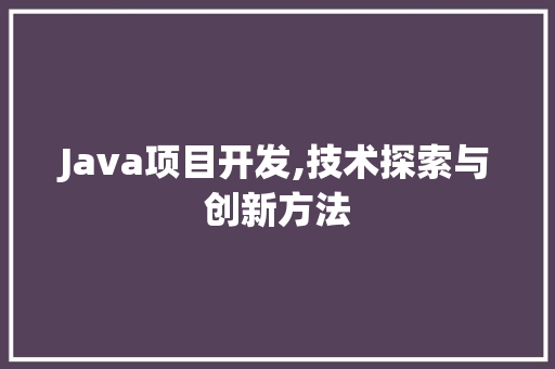 Java项目开发,技术探索与创新方法
