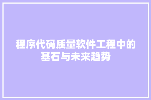 程序代码质量软件工程中的基石与未来趋势