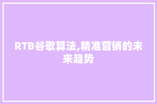 RTB谷歌算法,精准营销的未来趋势
