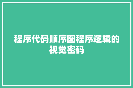 程序代码顺序图程序逻辑的视觉密码