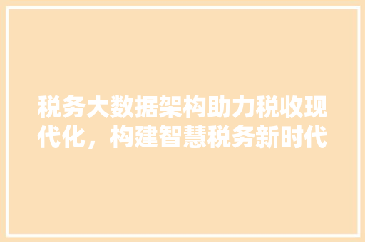 税务大数据架构助力税收现代化，构建智慧税务新时代