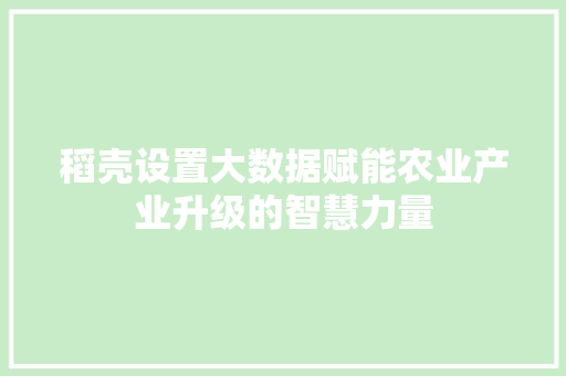稻壳设置大数据赋能农业产业升级的智慧力量