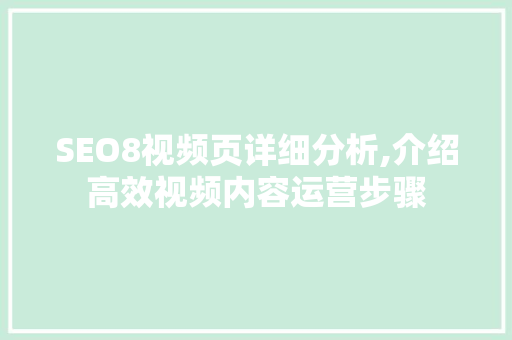 SEO8视频页详细分析,介绍高效视频内容运营步骤 响应式设计