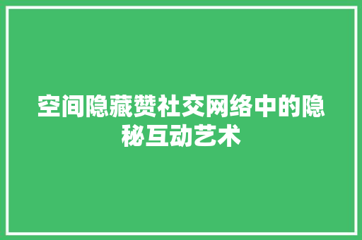 空间隐藏赞社交网络中的隐秘互动艺术