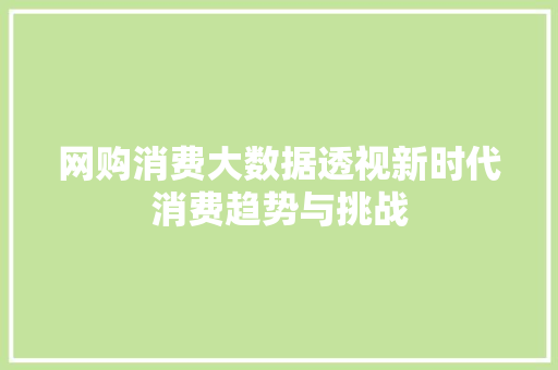 网购消费大数据透视新时代消费趋势与挑战