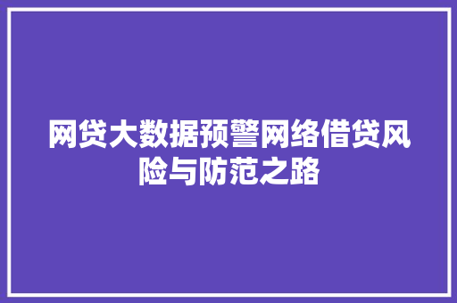 网贷大数据预警网络借贷风险与防范之路