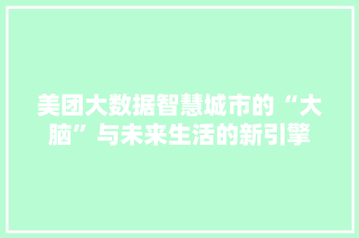 美团大数据智慧城市的“大脑”与未来生活的新引擎
