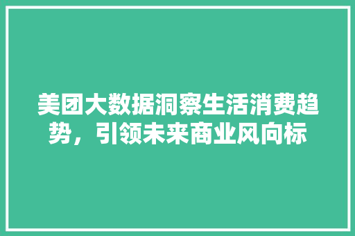 美团大数据洞察生活消费趋势，引领未来商业风向标