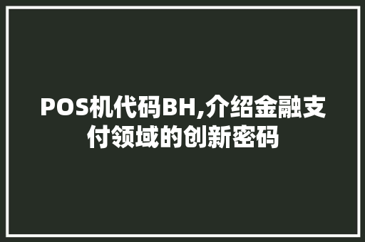 POS机代码BH,介绍金融支付领域的创新密码 缓存Redis