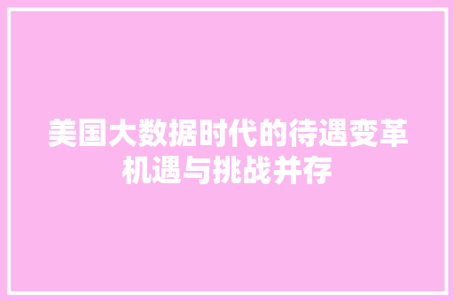 美国大数据时代的待遇变革机遇与挑战并存