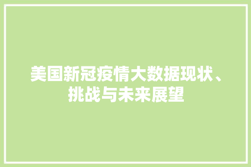 美国新冠疫情大数据现状、挑战与未来展望
